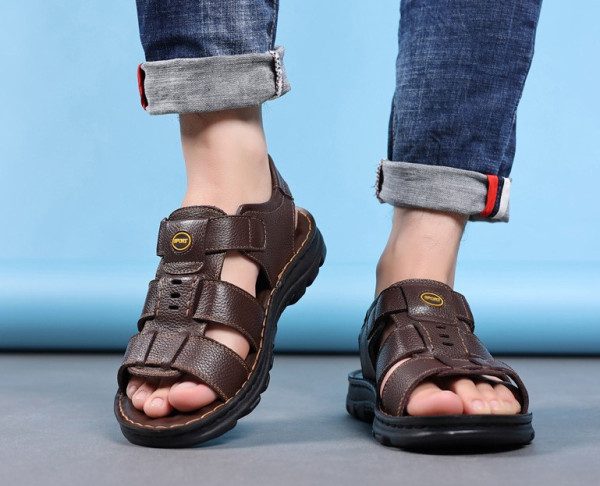 Men's Velcro Leather Sandals