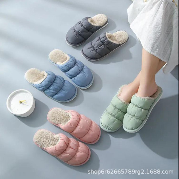 New indoor home furnishing cotton slippers for lovers Korean down cloth warm plush cotton slippers