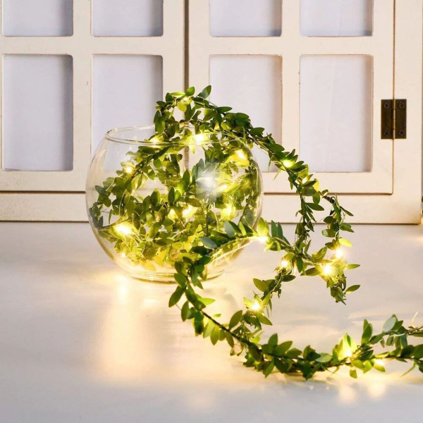 Simulation green leaf rattan holiday decoration lights