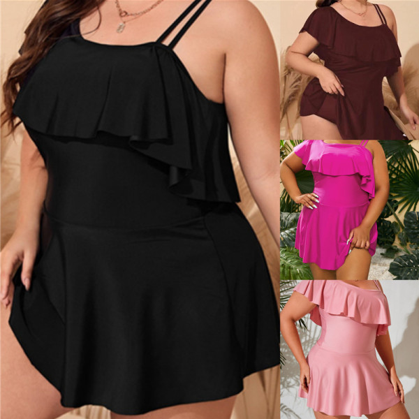 Women's Plus Size Ruffled Tankini Swimsuit