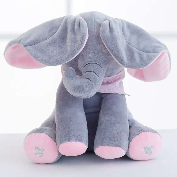 30cm Peek a Elephant Stuffed Plush Doll Electric Toy Talking Singing Musical Toy Elephant  Play Hide and Seek for Kids toys