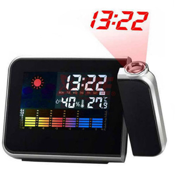 Digital LCD Screen LED Projector Alarm Clock Weather Station