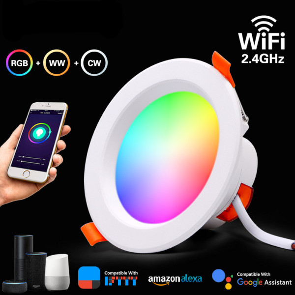LED Downlight WiFi Smart APP Dimming Round Spot Light 7W RGB Color Changing Warm Cool light Work with Alexa Google Home