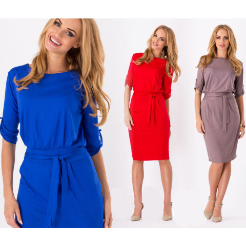 Women elegant pencil belt wrap dress