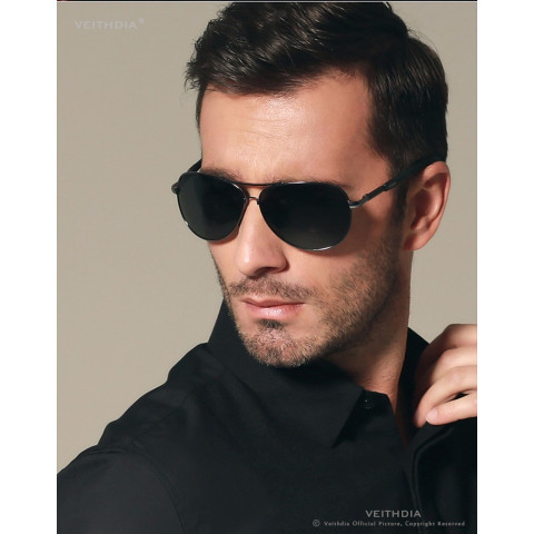 VEITHDIA Aluminum Aviator Polarized Men Sunglasses