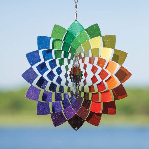 3D three dimensional stainless steel color metal rotating wind chime