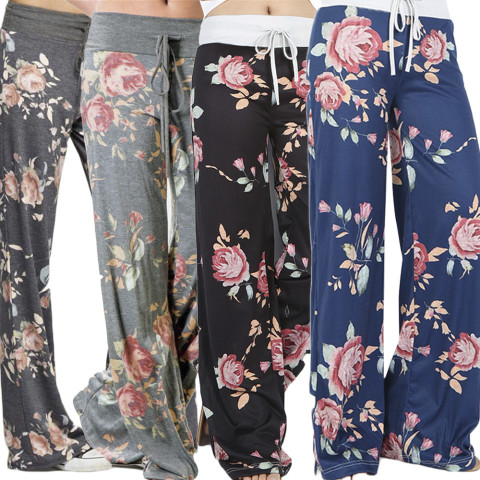 Women's Loose Floral Flare Pants