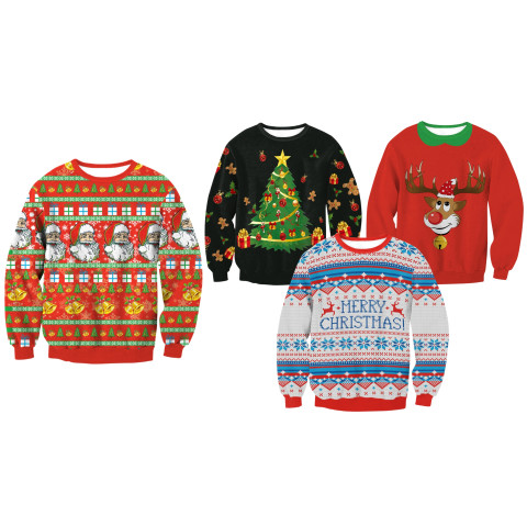 Unisex 3D Pattern Printing Christmas Sweatshirt 