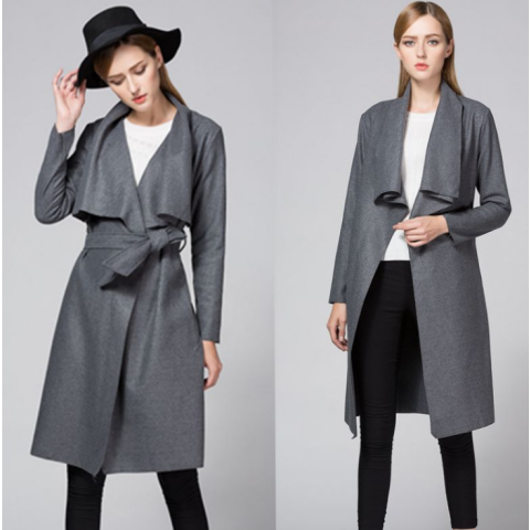 Women's Woolen Turn Down Collar Coat 