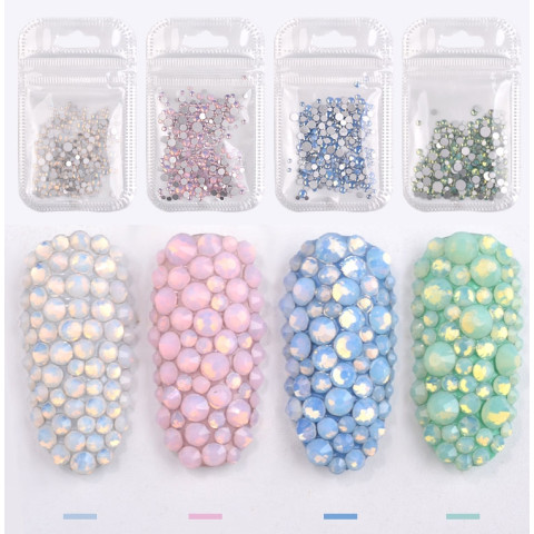 4pack Colorful Rhinestone Nail Art Decoration 3D Manicure Books Accessory Tools