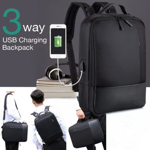 3IN1 Anti-Theft Backpack with USB Charging Port Multifunctional Backpacks for Mens