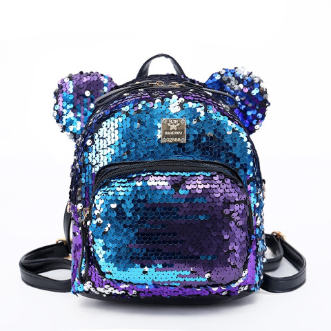 Girls Kids PU Leather Sequins Backpack