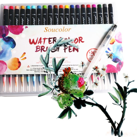 20 Color Painting Soft Watercolor Brush Pen