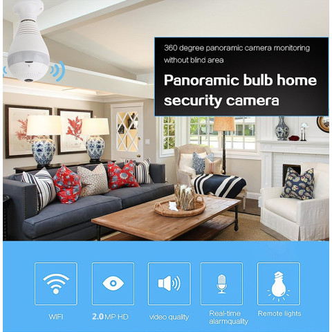 Bulb LED Light Wi-fi Panoramic camera