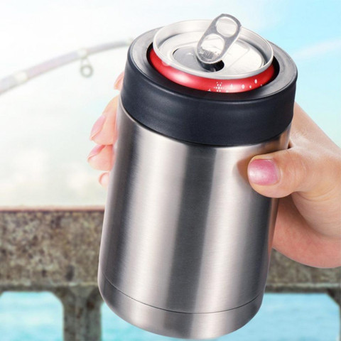 12oz Portable Double Wall Vacuum Flask Insulated Beer Bottle Cold Keeper Can Holder Cup Easy To Operate