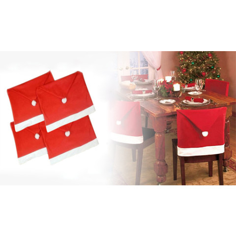 Christmas Santa Claus Red Hat Chair Cover