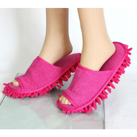 Coral Fleece Dusting Unisex Cleaning Lazy Foot Shoes Chenille Mop Slippers