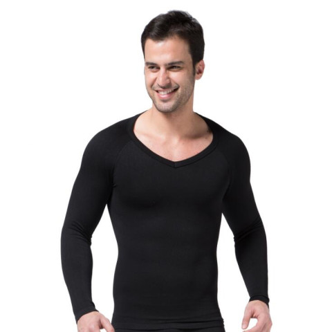 Men Compression Body Shapers Long Sleeves Shirts