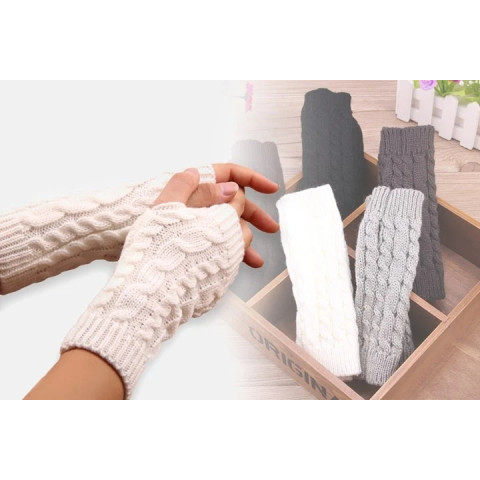 Women fashion hand warm winter needle knitting fingers gloves