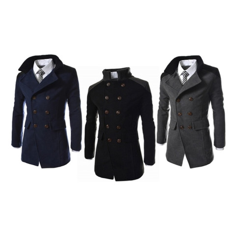 Winter Men's Fashion Casual Blend Jacket Men Woolen Coat