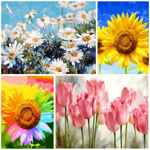 DIY Painting By Numbers (Flowers Picture)