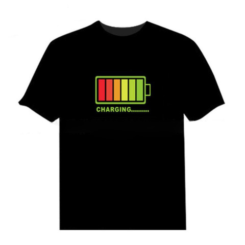 Sound Activated Light Up Flashing EL LED Cotton short  T-Shirt