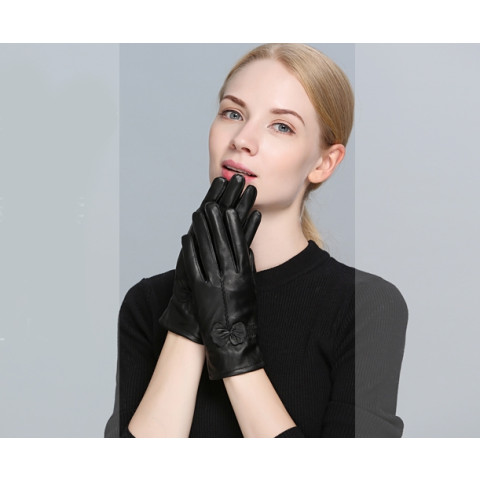 Women's Butterfly knot Genuine Leahter Gloves