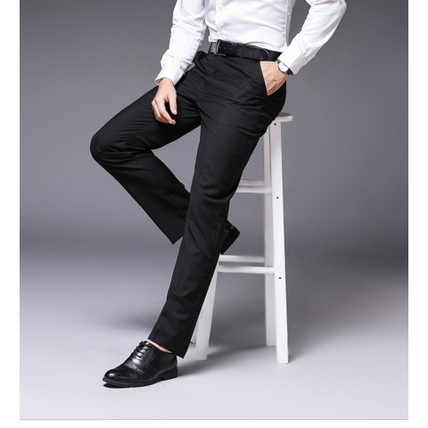 Men's Slim Fit Flat-Front Suit Separate Formal  Business Pants