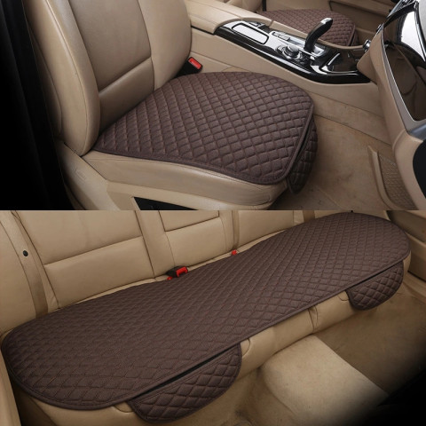 Car Seat Cover  Front Rear Flax Cushion Breathable Protector Mat
