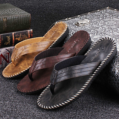 Summer Cool Men PU Leather Flip Flops