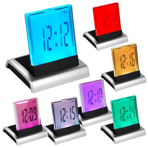 LCD 7 Colour digital Alarm Clock with Thermometer