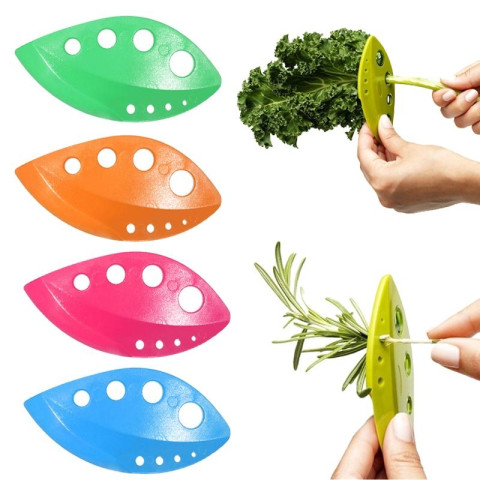 2pcs Smart kitchen utensils that easily peel off the leaves from the stalk of herbs. Choose between blue, green and orange.