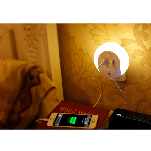 LED optical night light with USB charger