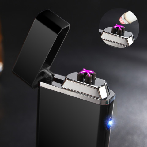 Double Arc Lighter USB Electric Rechargeable Windproof Torch Lighter Cigarette Dual Thunder Pulse Cross Lighter
