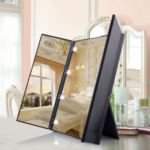 Foldable Tri-sided Led Mirror