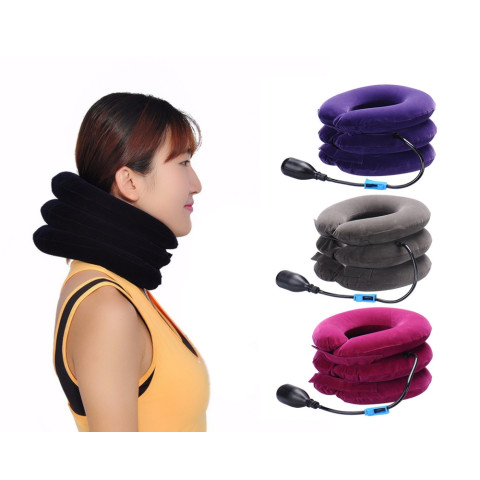 Inflatable neck traction braces supports