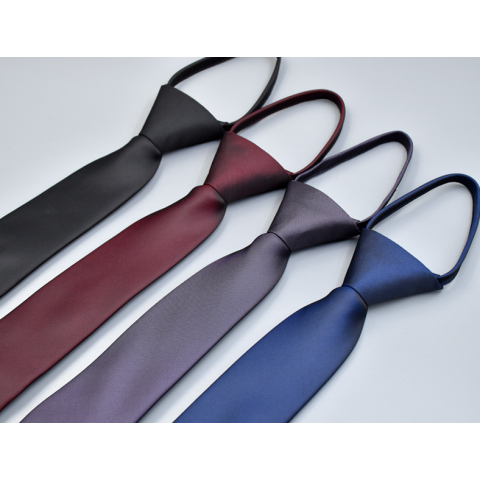 Pre-tied Zipper Ties for Men Narrow Necktie