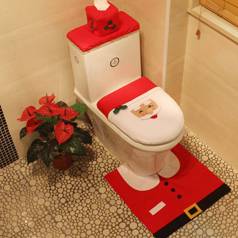 3Pcs/set Christmas Santa Toilet Seat Cover 