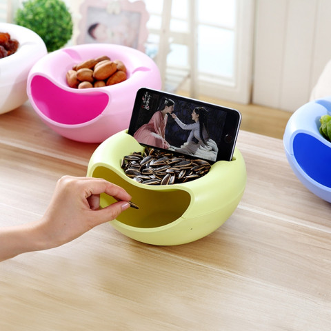 Creative Melon Seeds Nut Bowl With Mobile Phone Stents