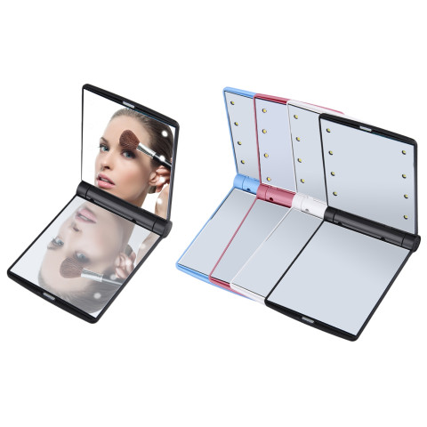 Women Foldable Makeup Mirror with 8 LED Lights