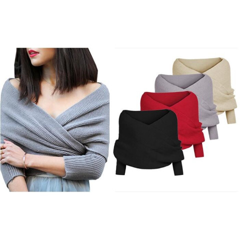 Woman Long Sleeve Jumper Knitwear Tops Cardigan Knitted Shawl