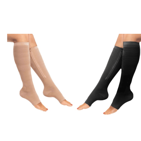 Compression sock with zipper