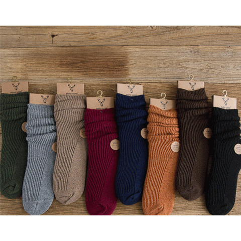 5 Pairs Women's Wool Warm Solid Color Winter Socks
