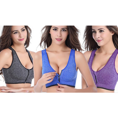 Breathable Fitness Zipper Sports Bra