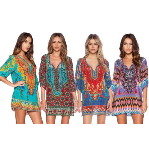 Summer Front Tie Boho Mini Dress