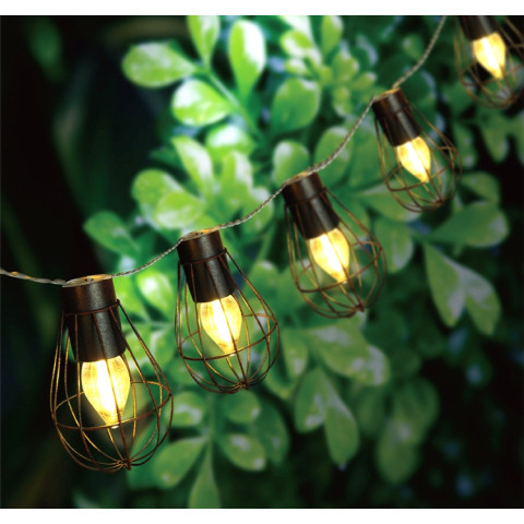 Solar Vintage Iron Cage Light String