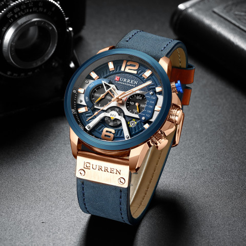 Curren Chronograph Men's Watch Genuine Leather Strap