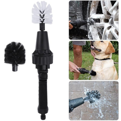 Water driven rotating brush