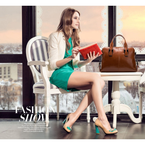 Women real cow leather handbag